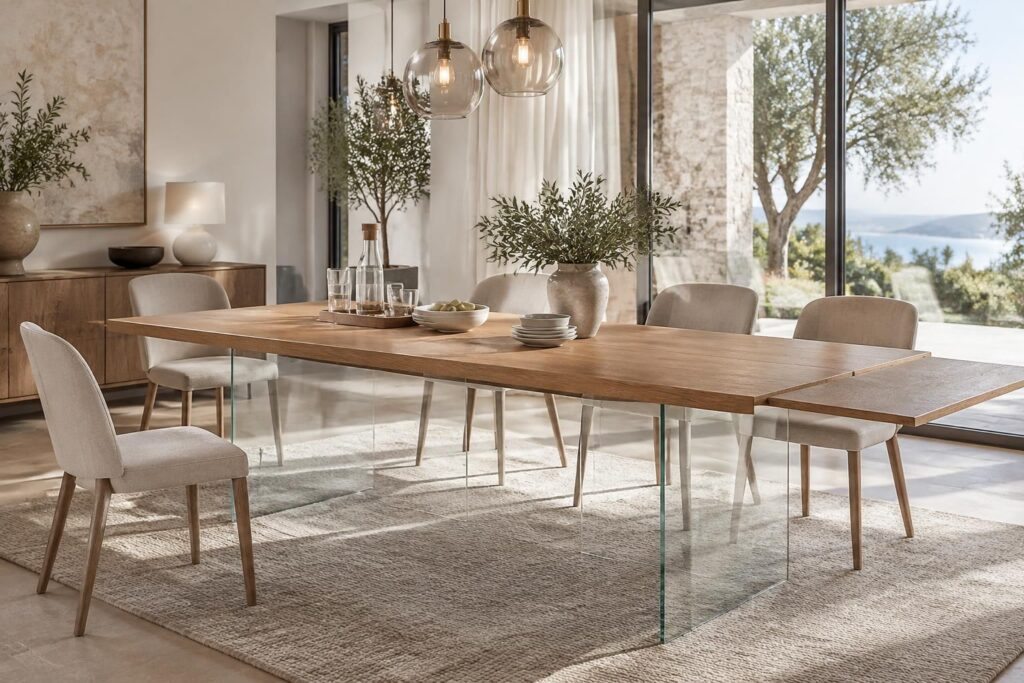 découvrez notre sélection de tables design en bois, en verre ou extensibles, idéales pour aménager une salle à manger élégante et conviviale.