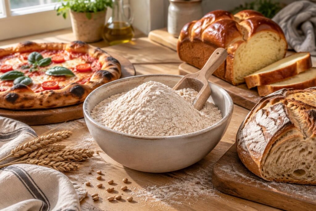 découvrez comment utiliser la farine t80 pour préparer une pâte à pizza savoureuse, une brioche moelleuse et un pain riche en goût.