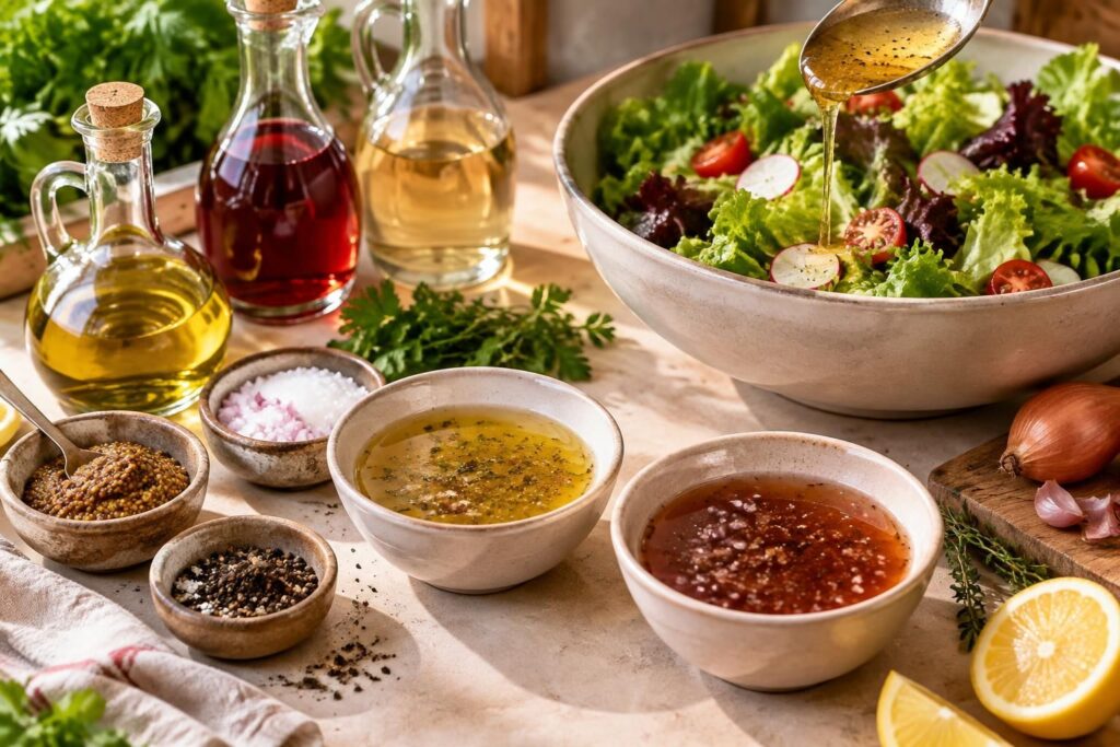 découvrez comment préparer une vinaigrette au vinaigre de vin rouge ou blanc, avec des recettes faciles et des astuces pour équilibrer les saveurs.